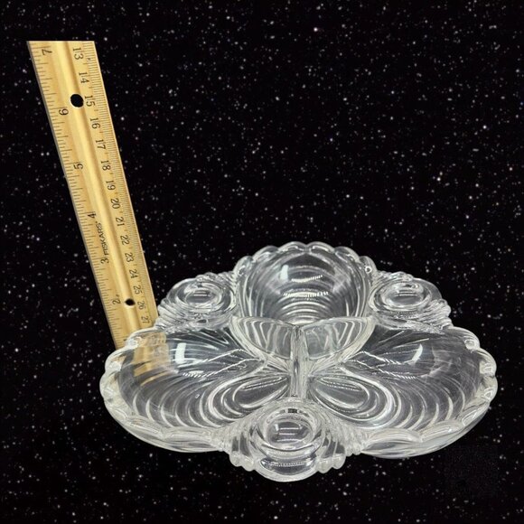 Cambridge Glass 3 Compartment Relish Dish Trefoil Caprice Clear Scalloped 7.5"W - Picture 5 of 13